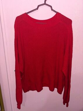Women’s Red Knit Crewneck Sweater